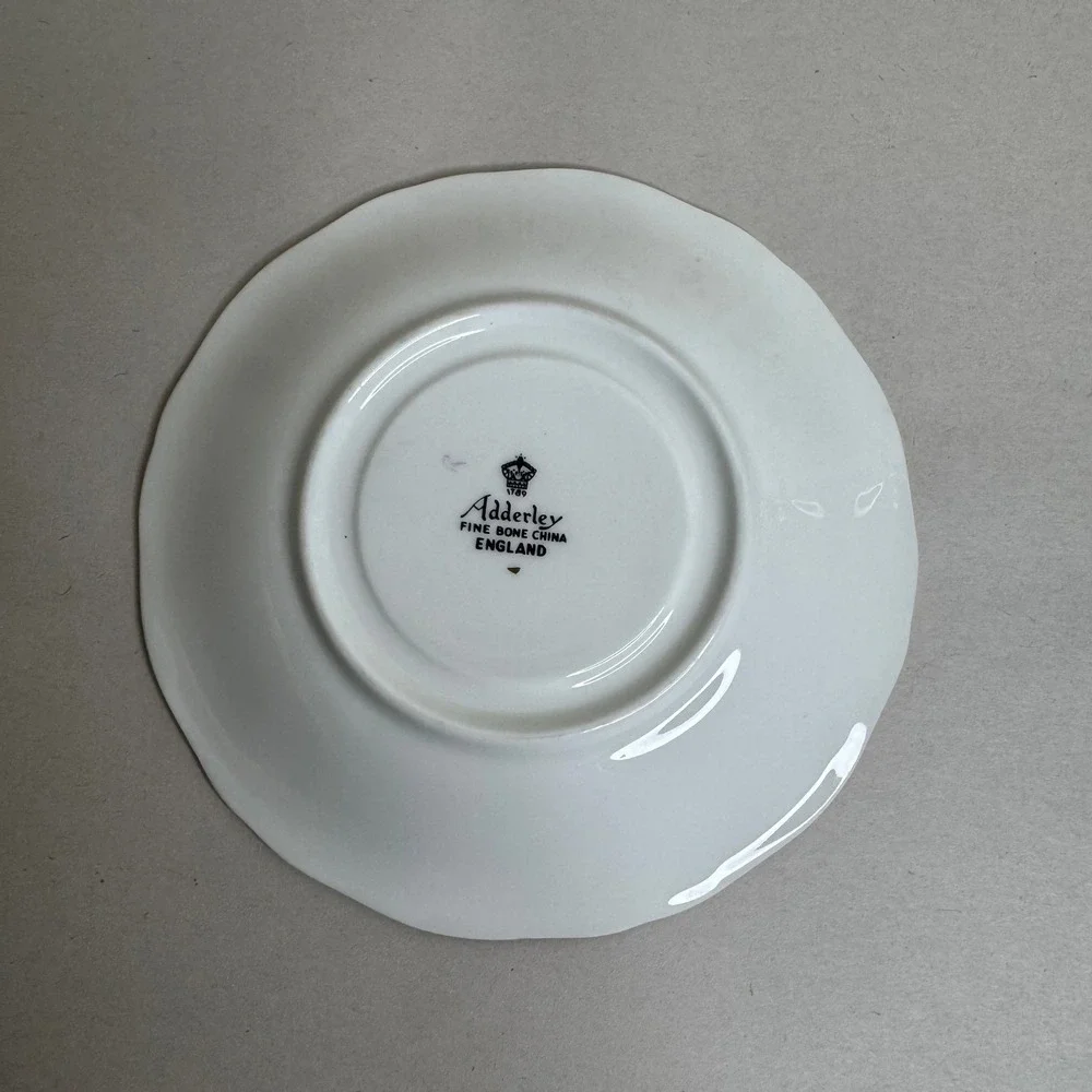 Adderley Fine Bone China England Violets Saucer Plate Gold Trim 5.5 Inch